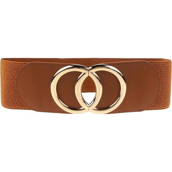 Women\'s Elastic Wide Waist Belt Faux Leather Metal Buckle Casual Dress main image 6